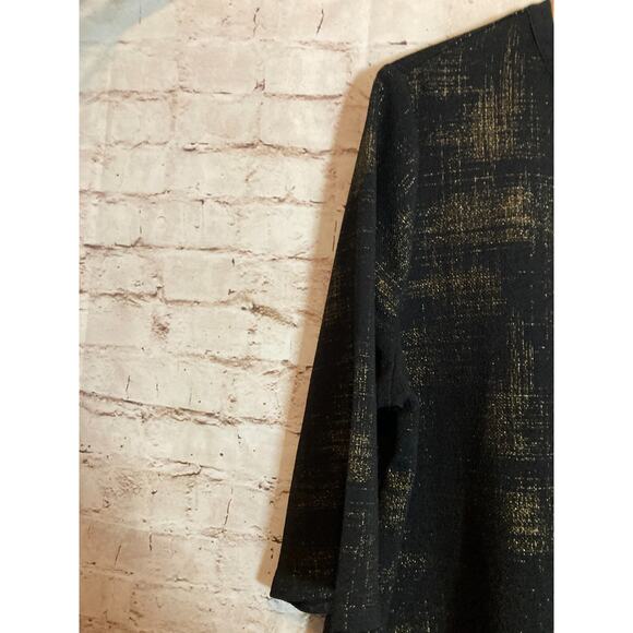 Catherines Tunic Top Womens 1X Black & Gold Glitter Speckled Asymmetric Hem Plus - Picture 8 of 13